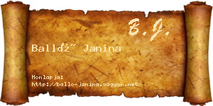Balló Janina névjegykártya